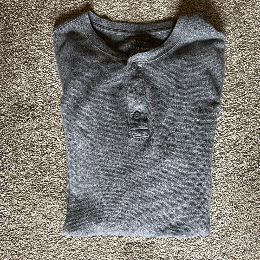 SONOMA GRAY LONG SLEEVE THERMAL HENLEY SIZE XLT #630